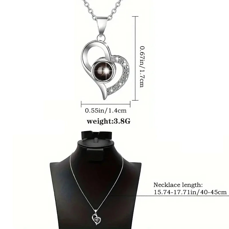 Red Rose Heart Necklace with Gift Box – Gift for Her
