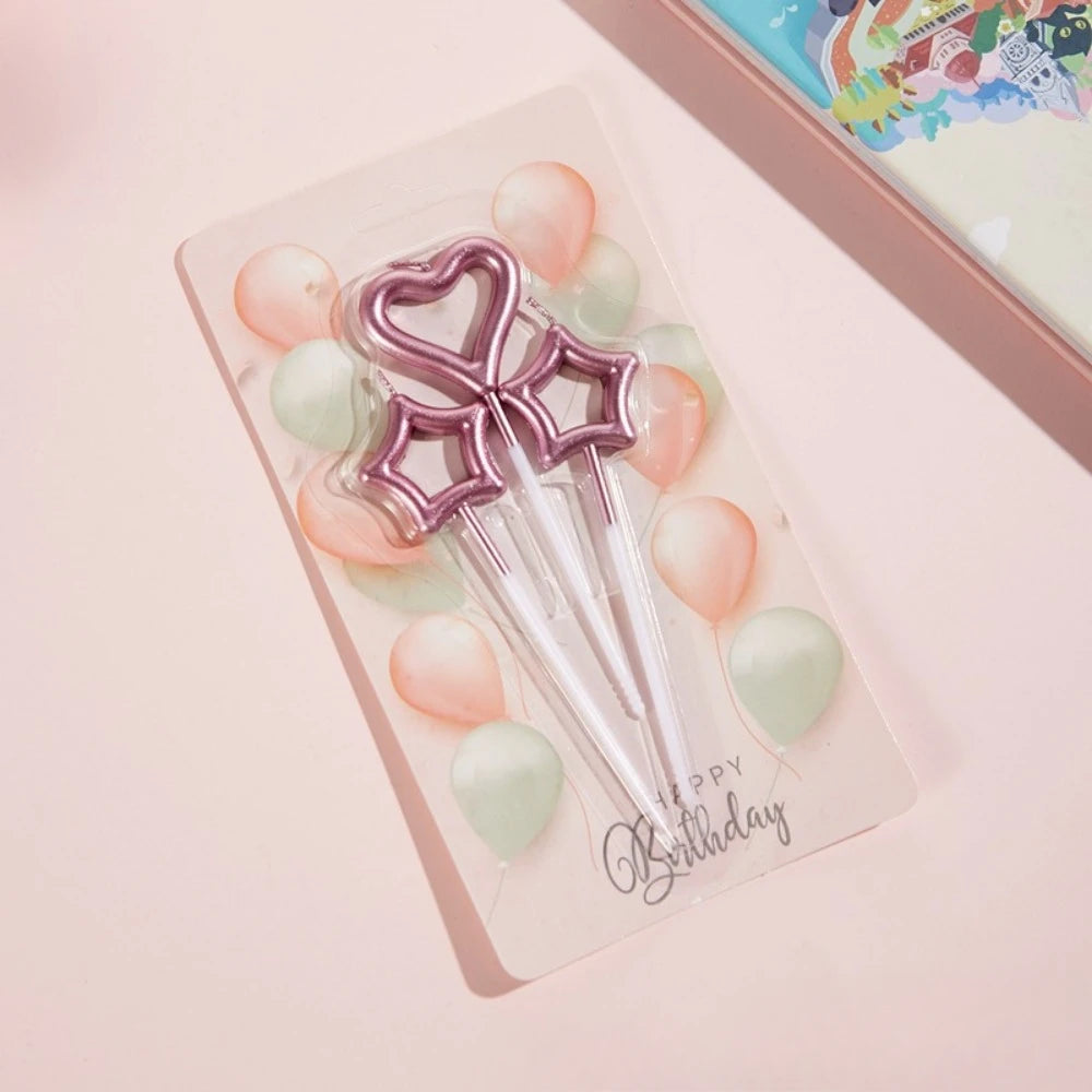 Heart & Star Birthday Cake Candles Set