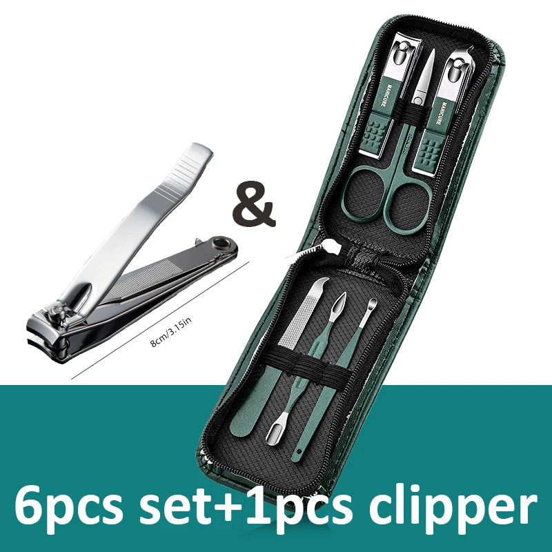 Manicure Set with Leather Case – Stainless Steel Nail Care Kit
