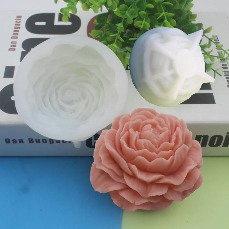 Large Peony & Rose Silicone Candle Mold – DIY Candle & Soap Making