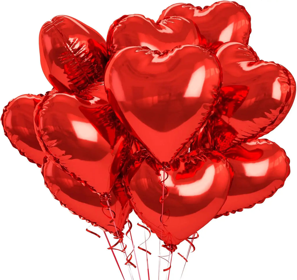 Heart Foil Balloons 18" (10 pcs) – Pink & Sage Green
