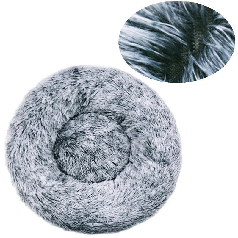 Round Plush Pet Bed 40–90 cm – Soft Warm Bed for Dogs & Cats