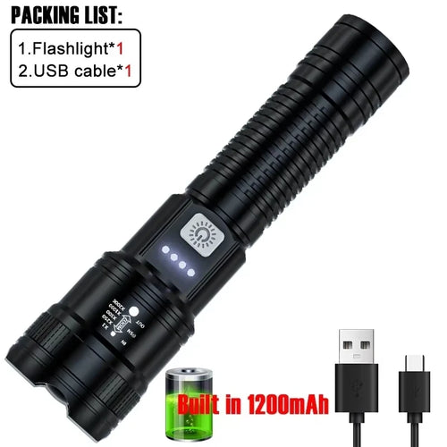 2000LM Rechargeable LED Flashlight – Zoomable Tactical Torch