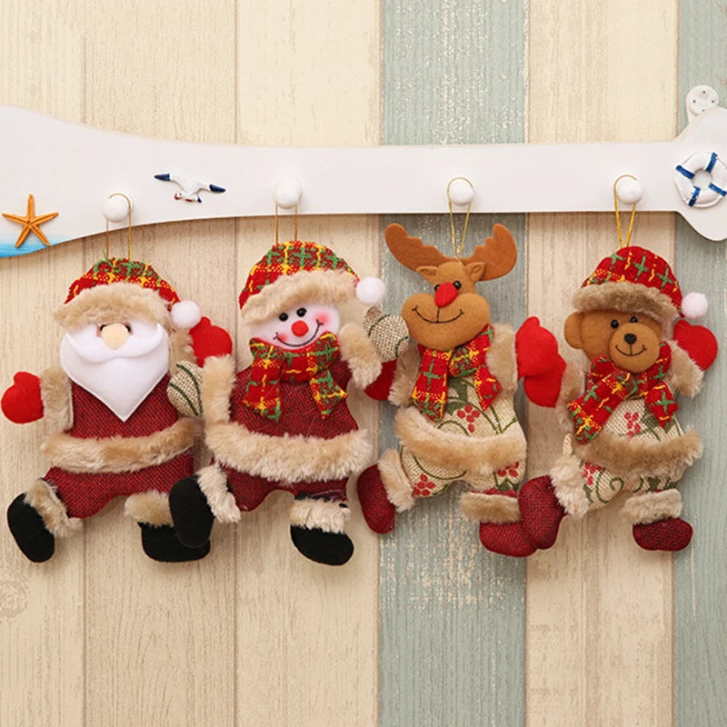 Christmas Doll Ornaments (4 pcs) – Santa, Snowman & Tree