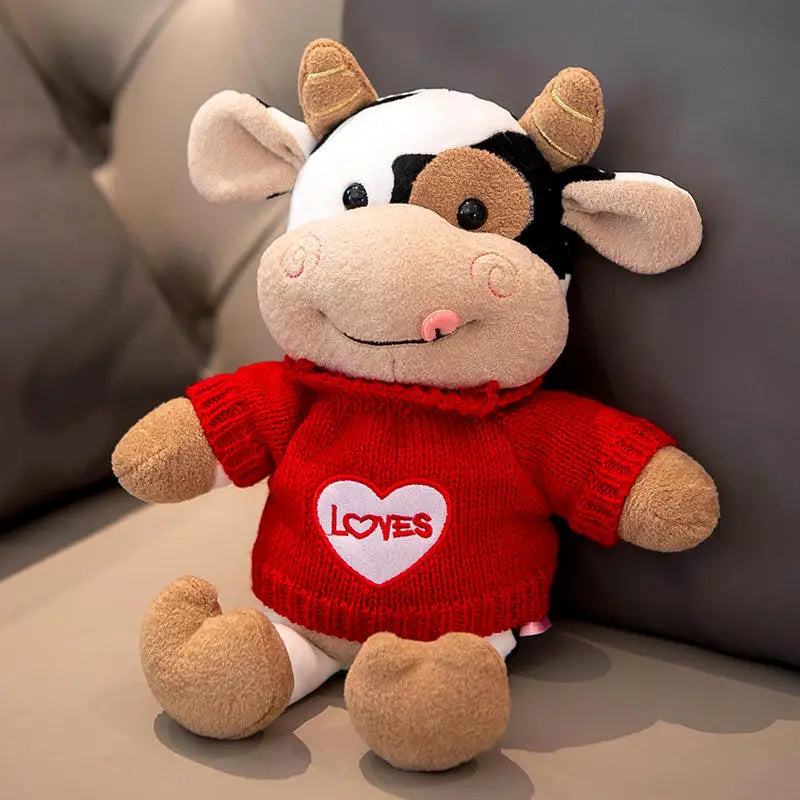Soft Plush Cow Stuffed Animal 12" – Cute Cuddly Gift