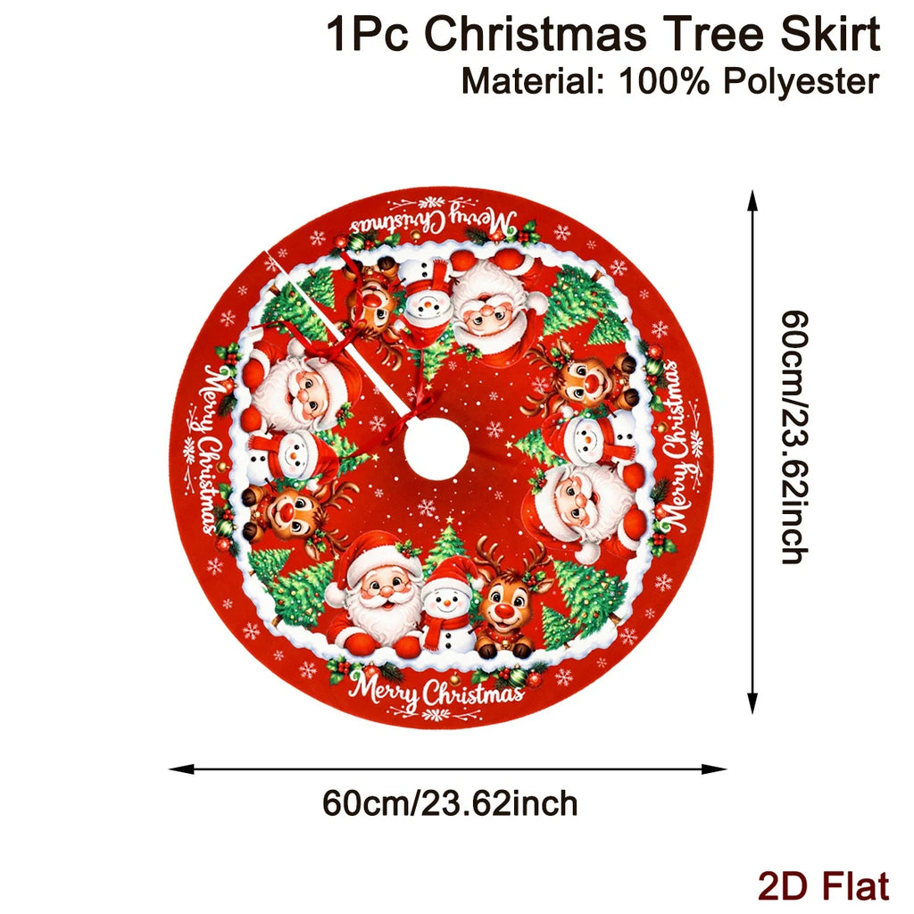 Christmas Tree Skirt 60/90 cm – Santa & Snowman Print