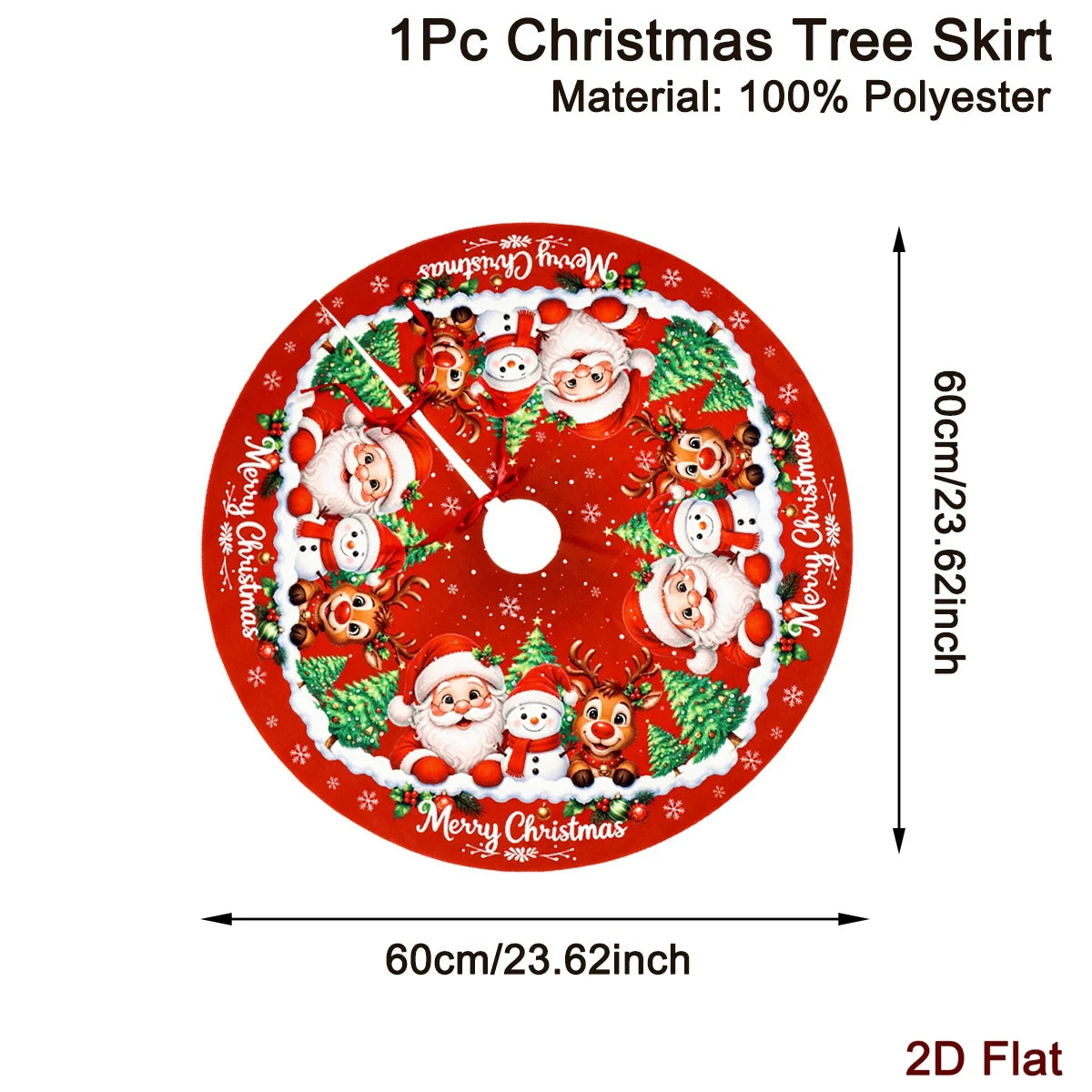 Christmas Tree Skirt 60/90 cm – Santa & Snowman Print