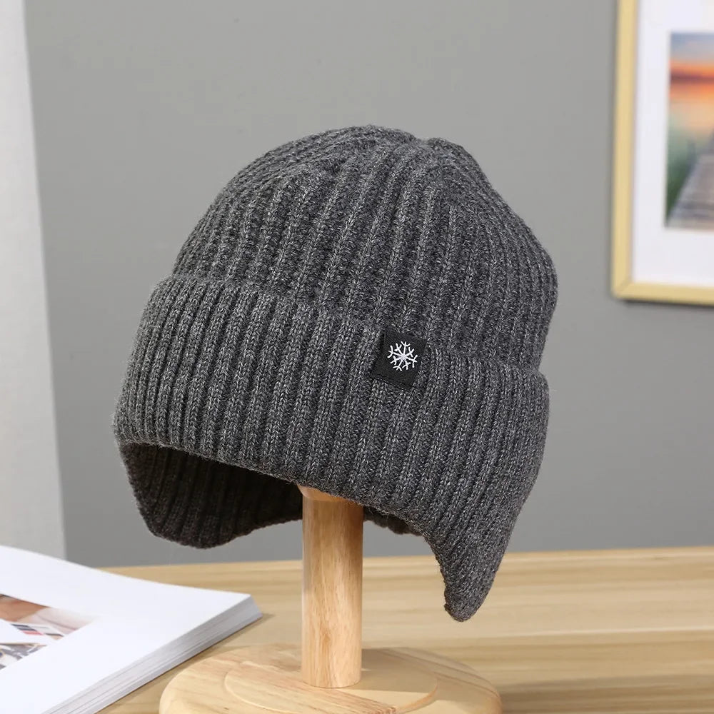 Men's Knitted Winter Hat with Earflaps – Fleece Lined