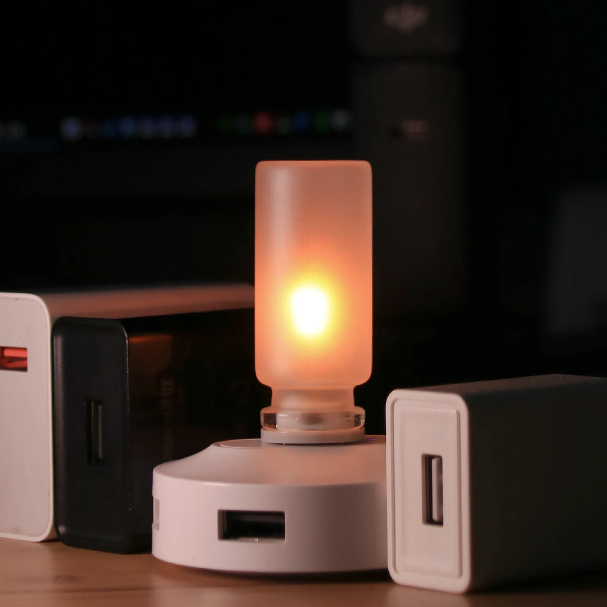 USB Flickering Flame LED Glass Candle Light