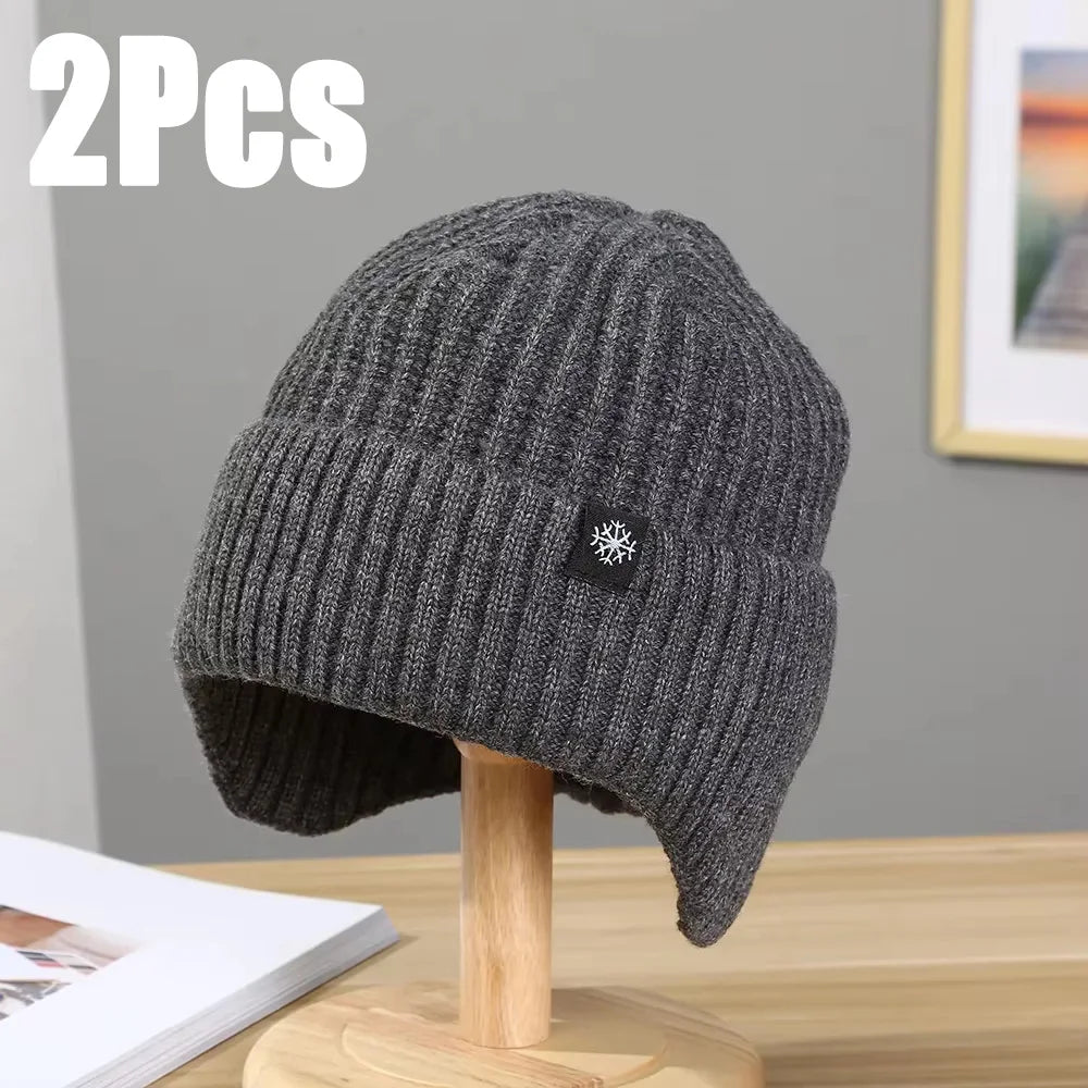Men's Knitted Winter Hat with Earflaps – Fleece Lined