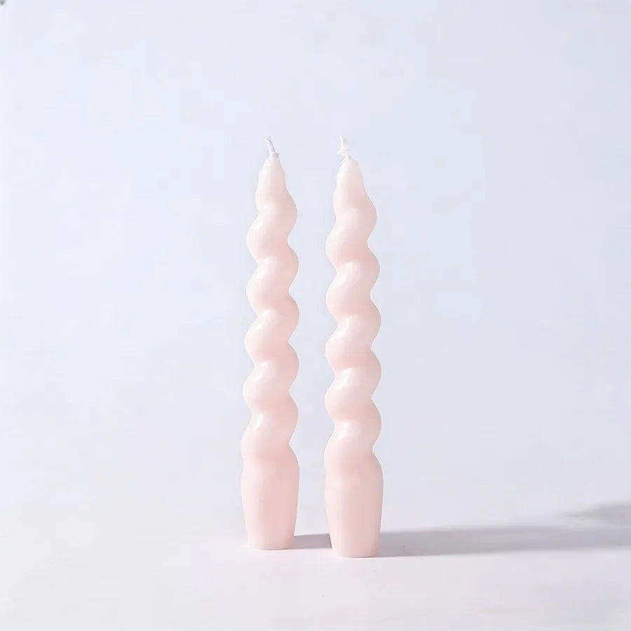 Spiral Taper Scented Candles (2 pcs) – Soy Wax Table Decor