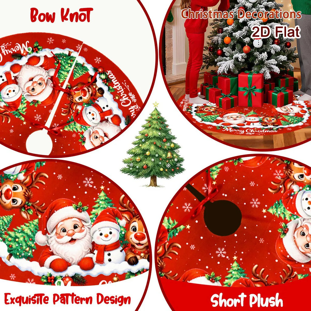 Christmas Tree Skirt 60/90 cm – Santa & Snowman Print