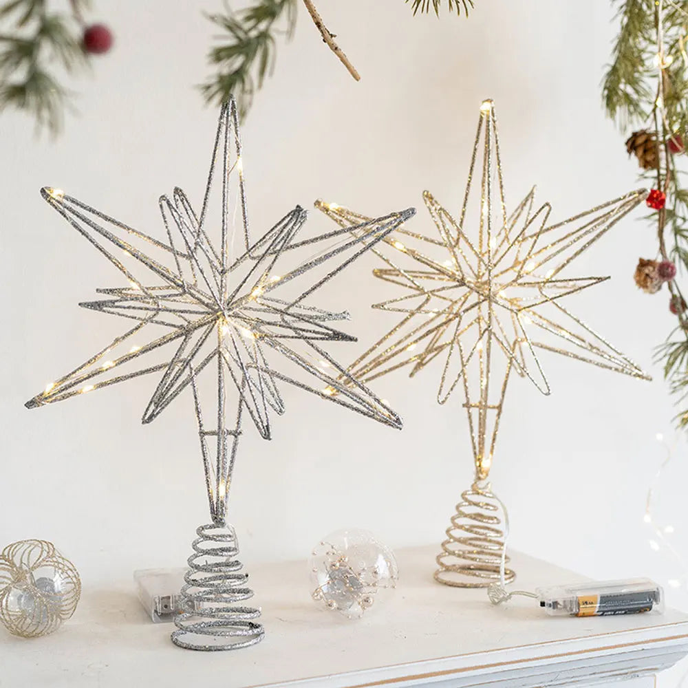 LED Star Christmas Tree Topper with String Lights