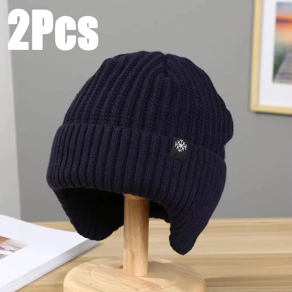 Men's Knitted Winter Hat with Earflaps – Fleece Lined