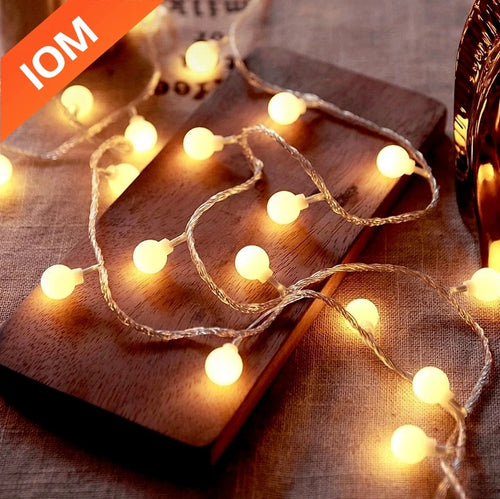 10 m Ball LED String Lights – USB/Battery Fairy Garland
