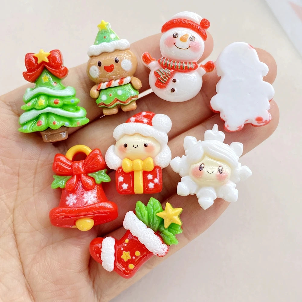 Resin Christmas Charms (10 pcs) – Snowman, Tree & Bell for Crafts