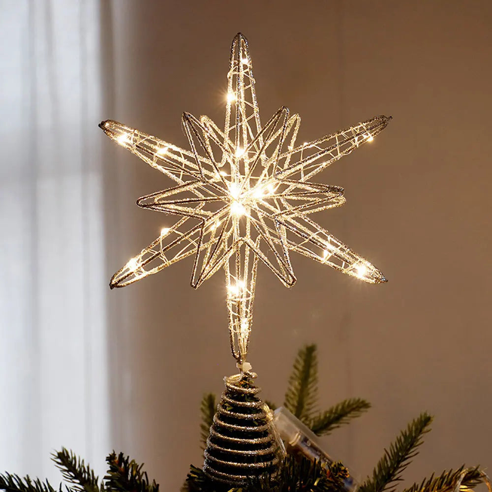LED Star Christmas Tree Topper with String Lights