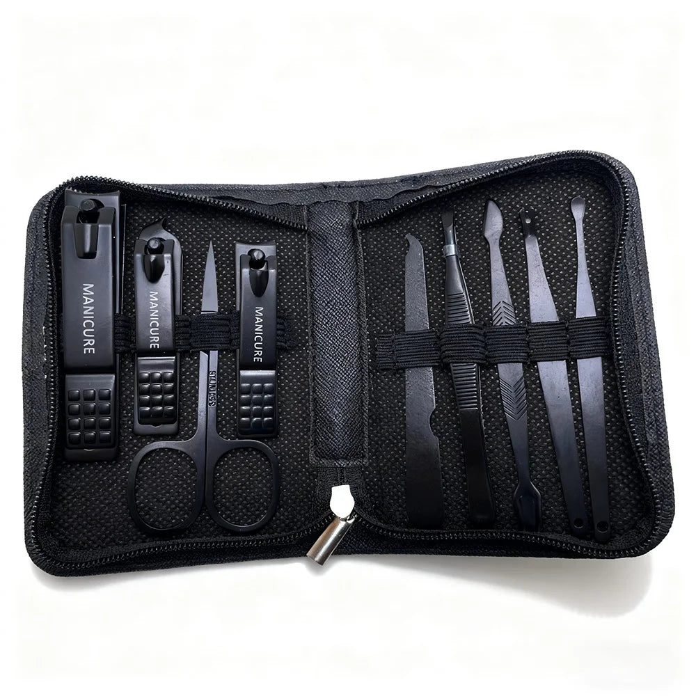 Manicure Set with Leather Case – Stainless Steel Nail Care Kit