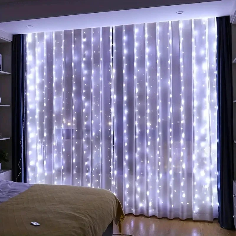 LED Curtain Lights 3x3 m / 6x3 m with Remote – Window Fairy Lights