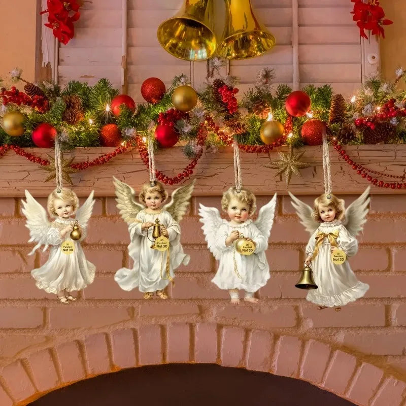 Wooden Christmas Ornaments (12/24 pcs) – Flat Hanging Decorations