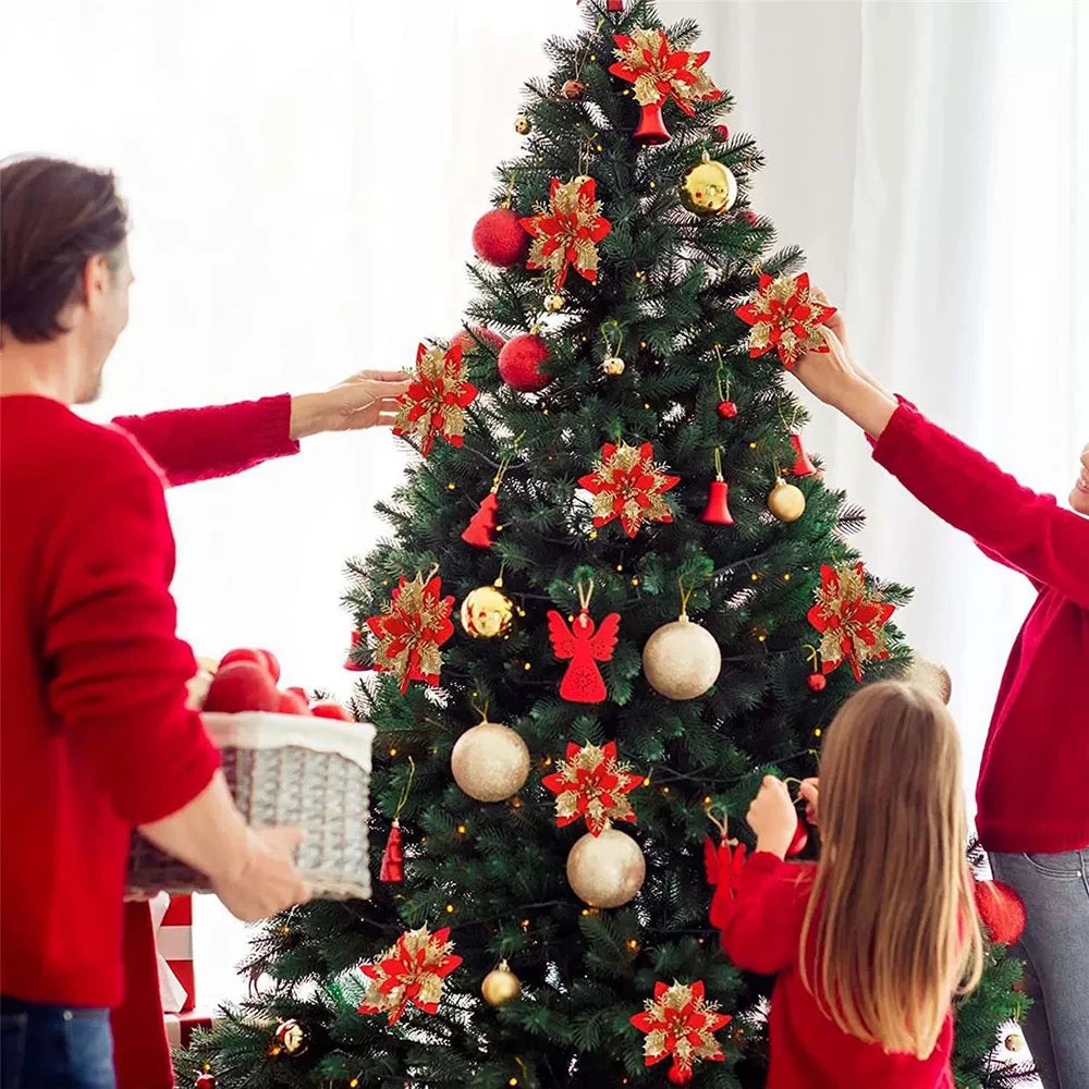 Glitter Christmas Flower Ornaments – Christmas Tree Decorations
