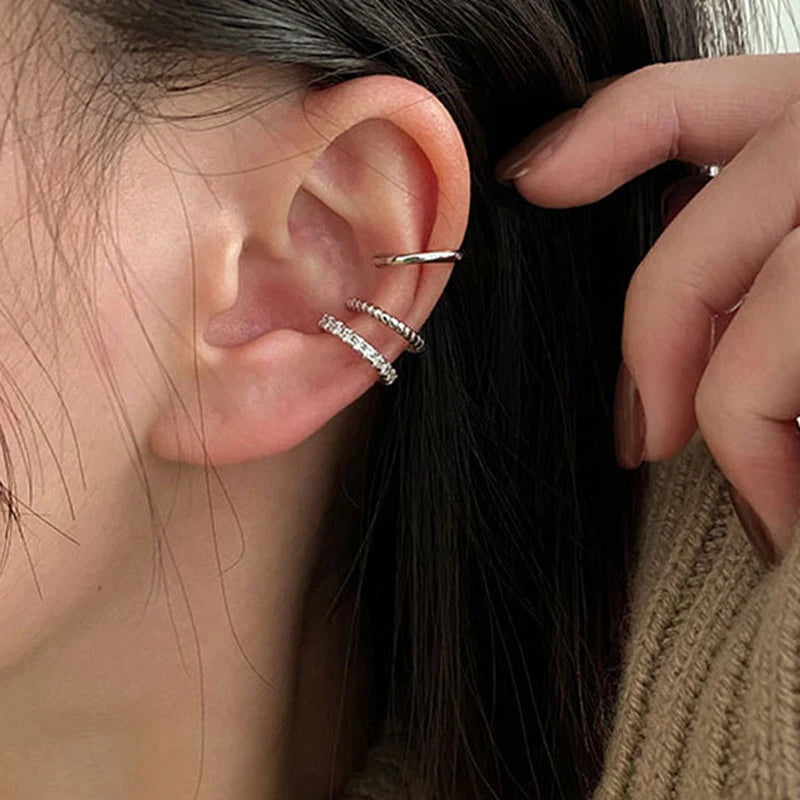 Rhinestone Clip-On Earrings Set (3 Pairs) – No Piercing Needed