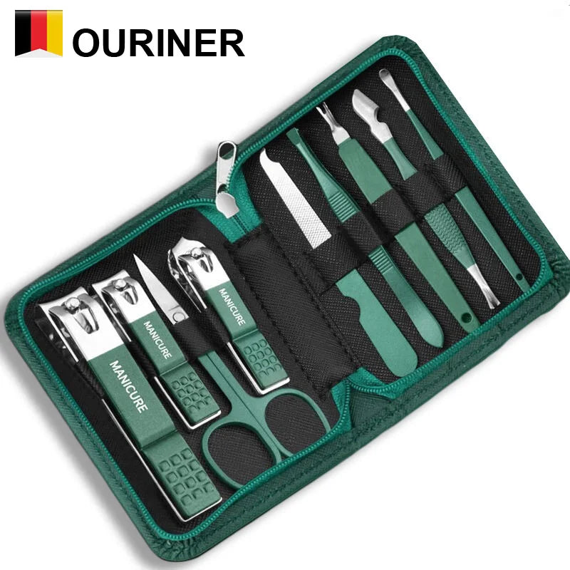 Manicure Set with Leather Case – Stainless Steel Nail Care Kit