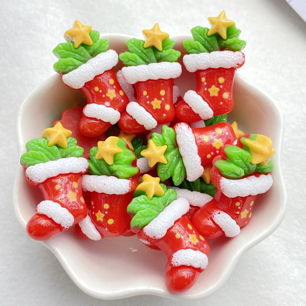 Resin Christmas Charms (10 pcs) – Snowman, Tree & Bell for Crafts