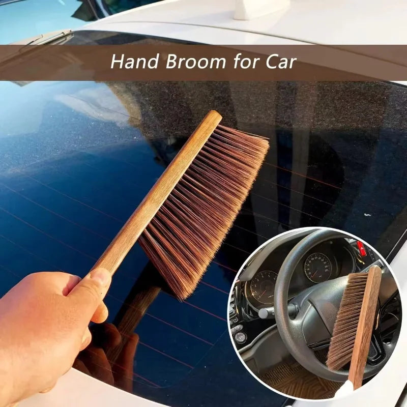 Natural Wood Bristle Brush – Anti-Static Coffee & Desk Brush