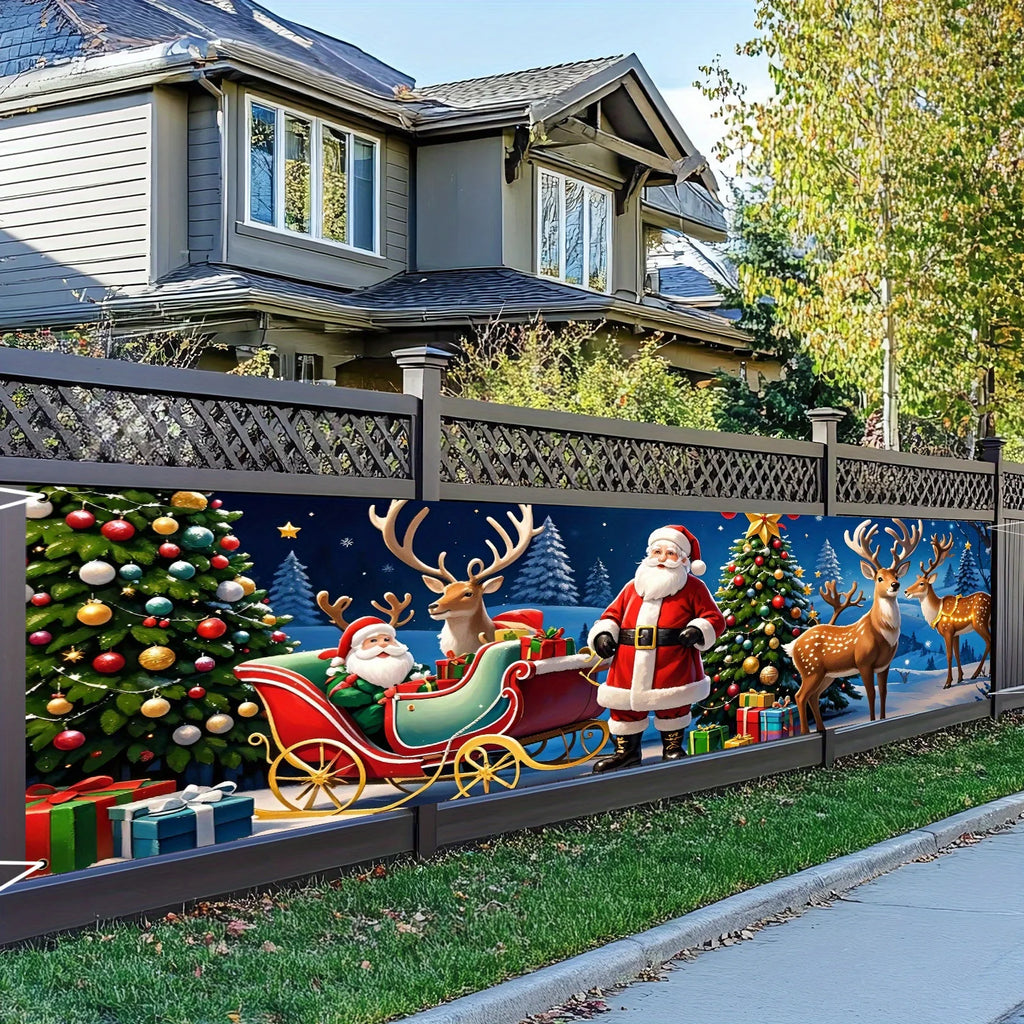 Santa & Reindeer Sleigh Banner – Christmas Door & Wall Decor