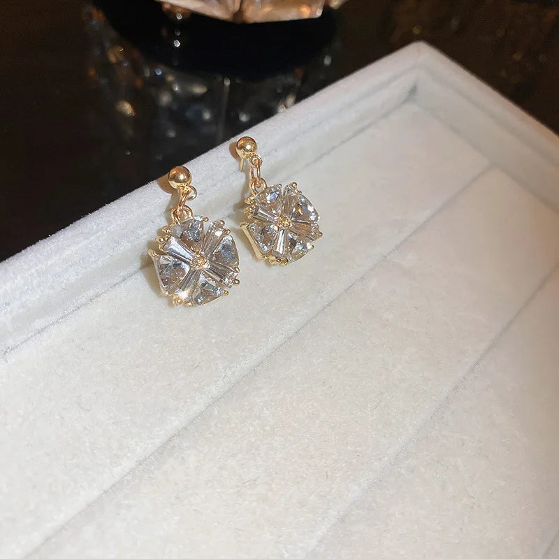 Crystal Flower Stud Earrings for Women