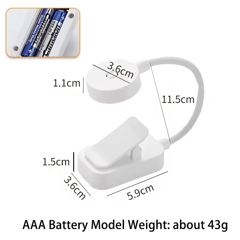 Clip-On LED Reading Light – 3 Modes Eye-Care Book Lamp