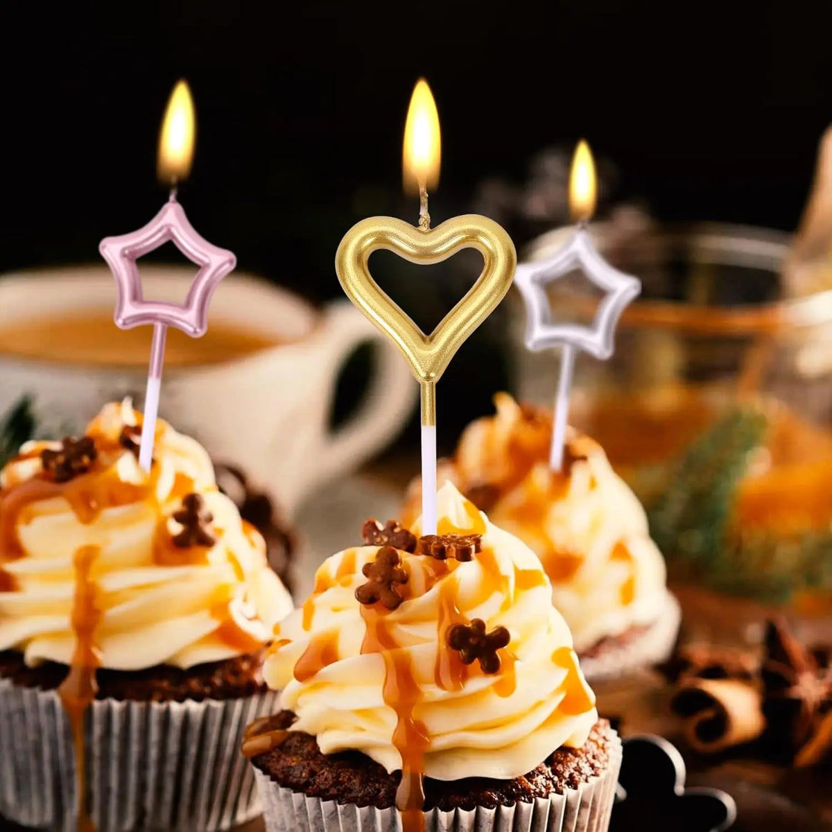 Heart & Star Birthday Cake Candles Set