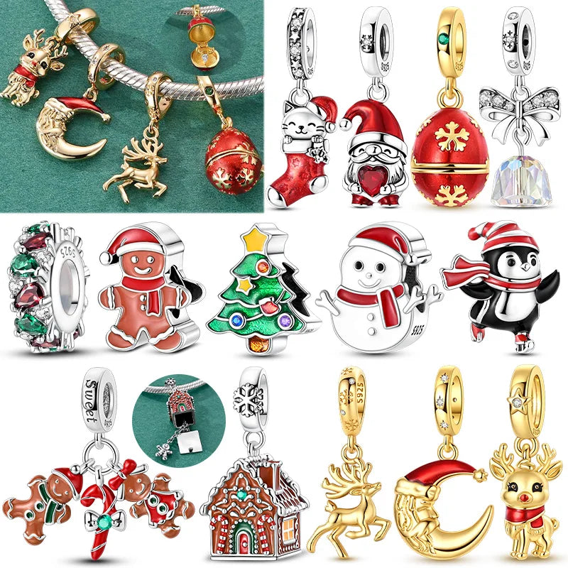 925 Silver Christmas Charm – Stocking, Gingerbread & Reindeer