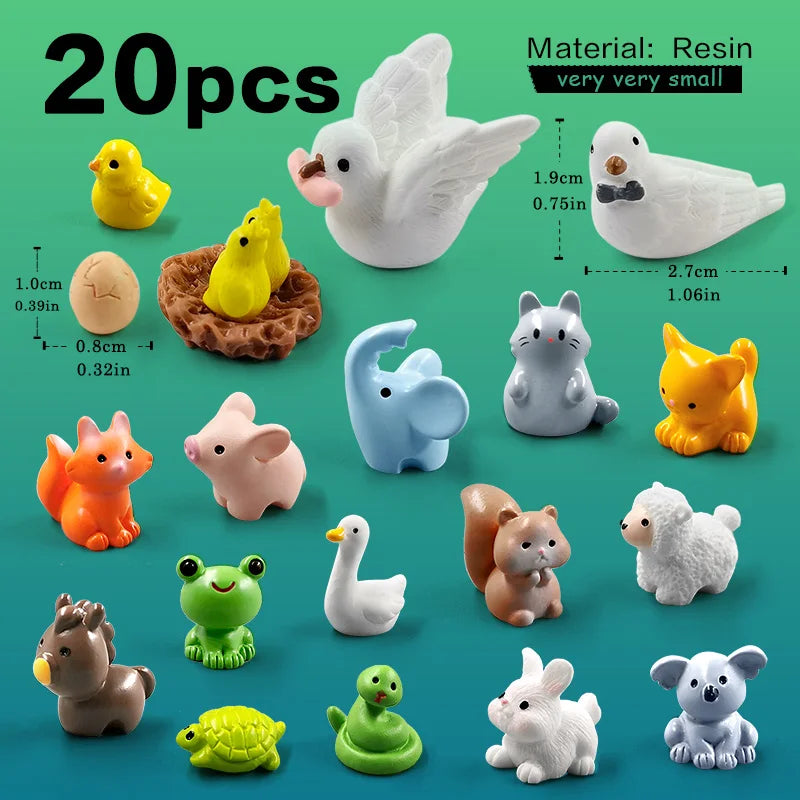 Mini Animal Figurines (20 pcs) – Fairy Garden & Christmas Decor