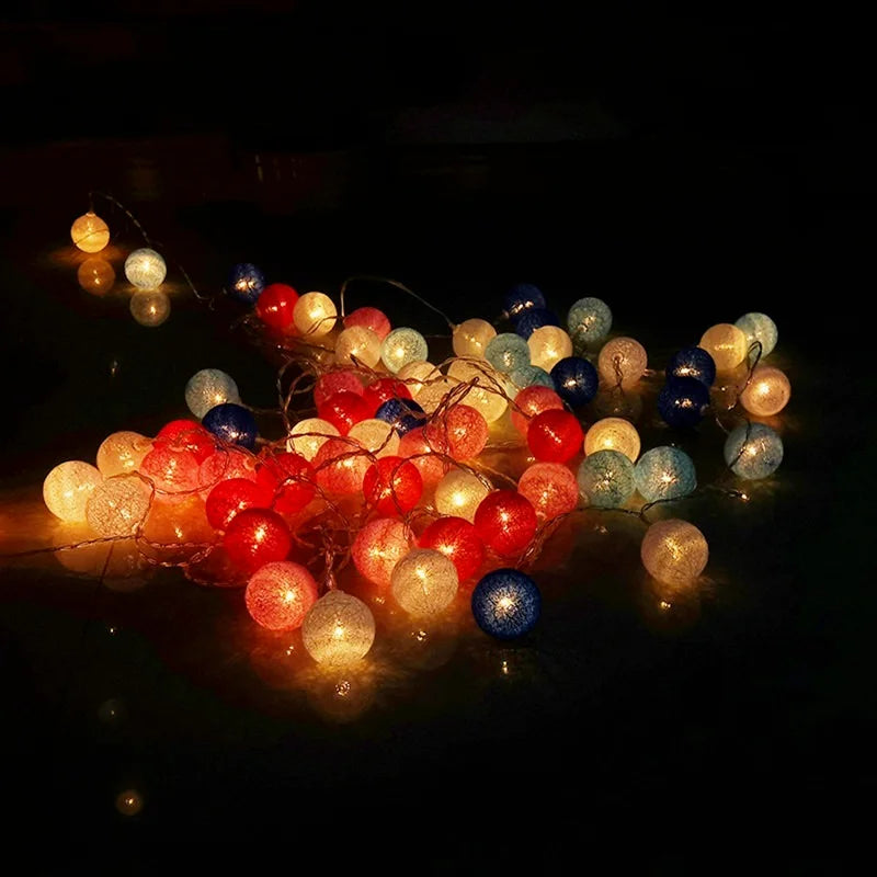 Cotton Ball LED String Lights – Cozy Room Decor