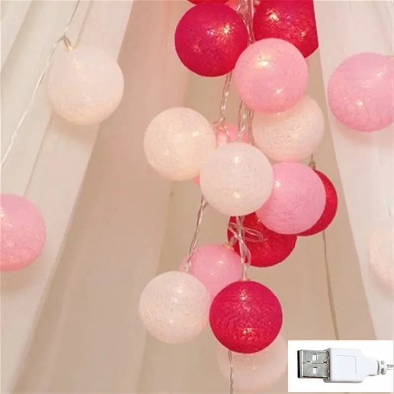 Cotton Ball LED String Lights – Cozy Room Decor