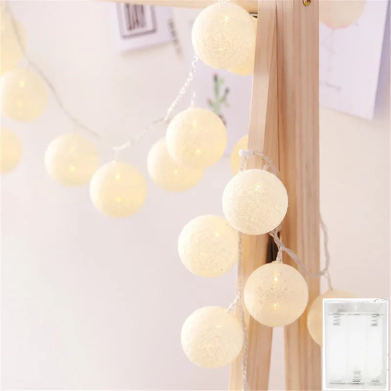 Cotton Ball LED String Lights – Cozy Room Decor