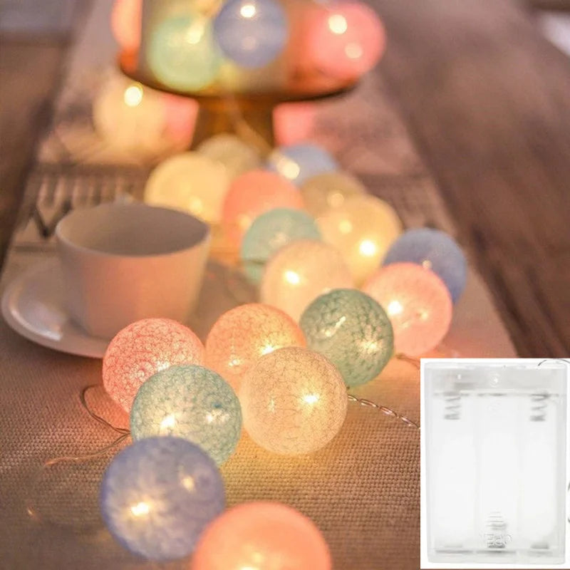 Cotton Ball LED String Lights – Cozy Room Decor