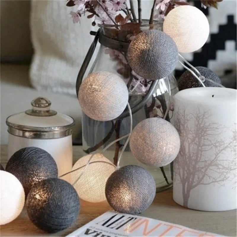 Cotton Ball LED String Lights – Cozy Room Decor