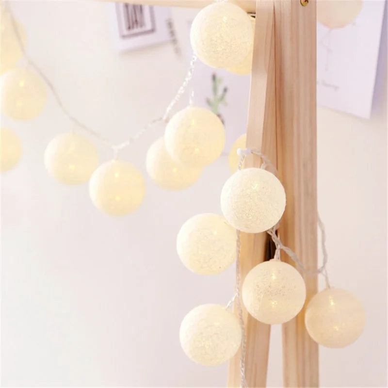 Cotton Ball LED String Lights – Cozy Room Decor