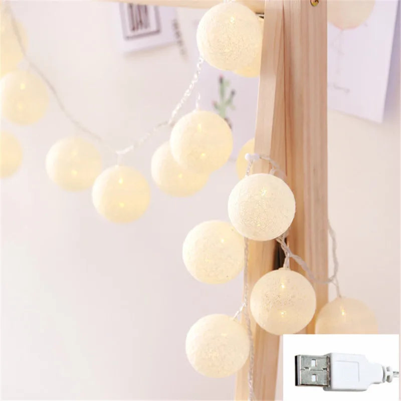 Cotton Ball LED String Lights – Cozy Room Decor