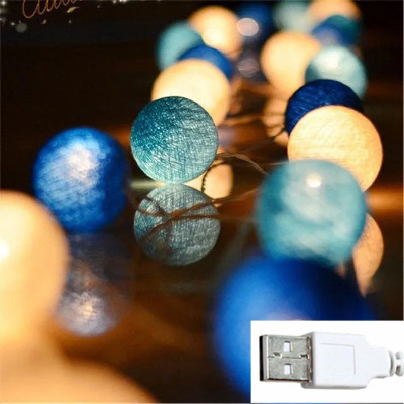 Cotton Ball LED String Lights – Cozy Room Decor