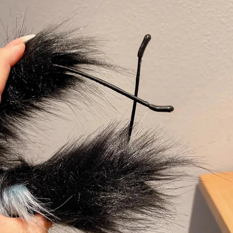 Plush Cat Ear Christmas Headband for Kids