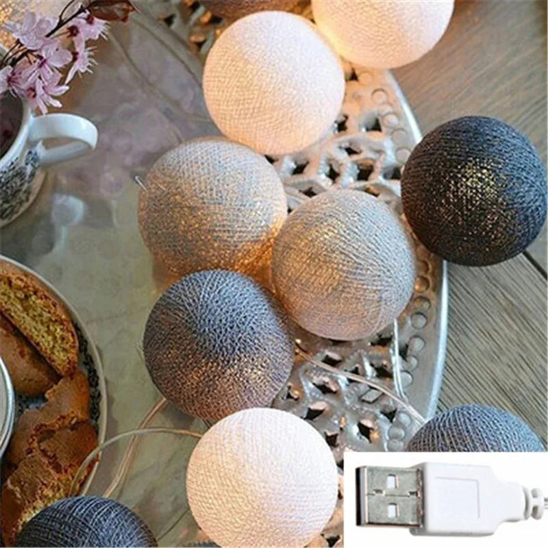 Cotton Ball LED String Lights – Cozy Room Decor