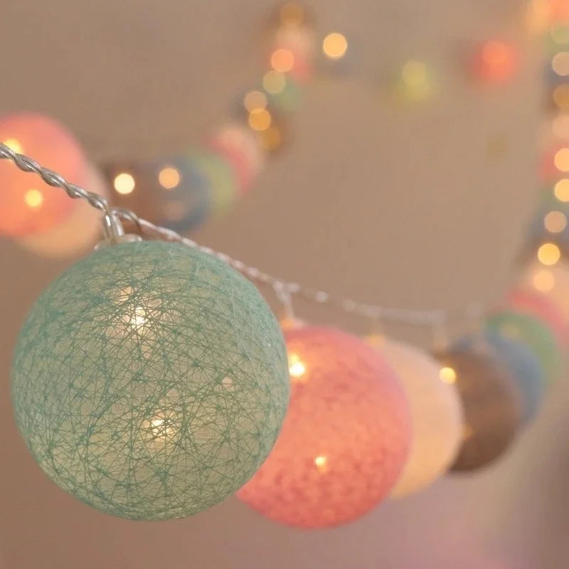Cotton Ball LED String Lights – Cozy Room Decor