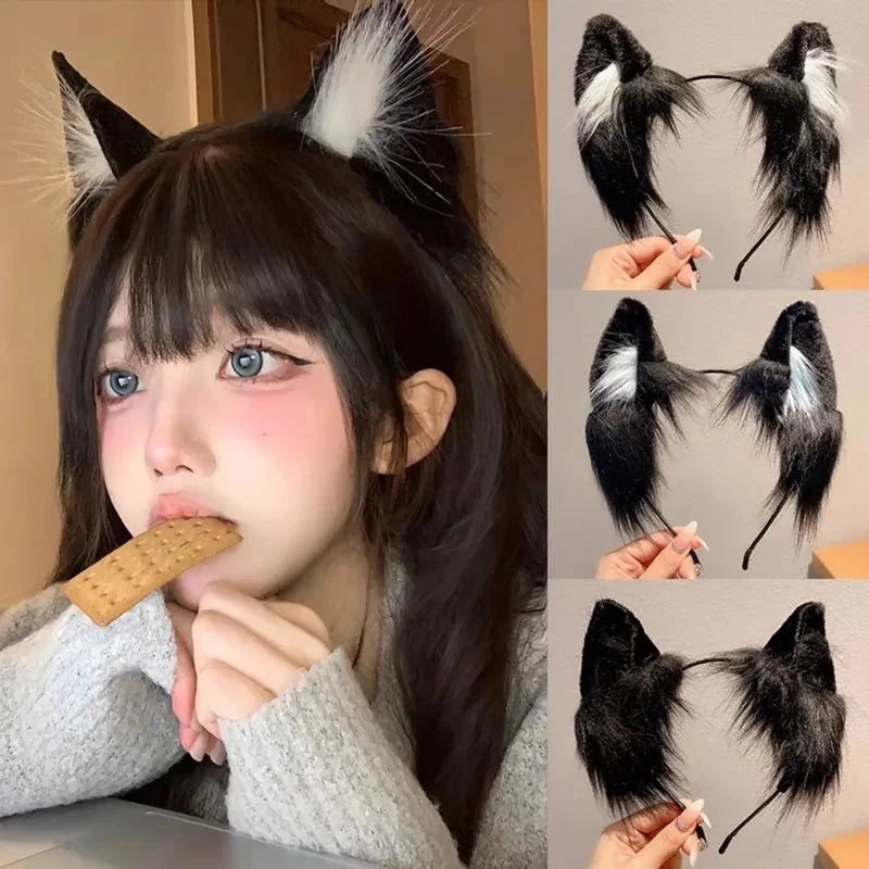 Plush Cat Ear Christmas Headband for Kids